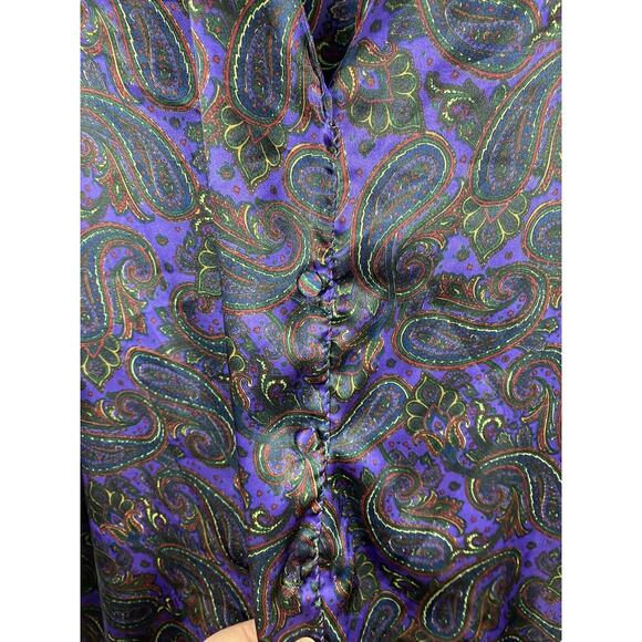 Vintage Lane Bryant Purple Paisley Print Long Sleeve Nightgown Button Plus 26/28 - Picture 4 of 12